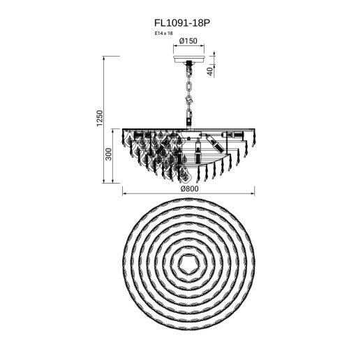 Люстра подвесная Dignita FL1091-18P фото 2 Люстра подвесная Dignita FL1091-18P фото 2