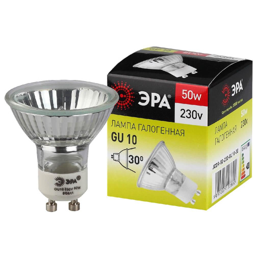 Лампа галогенная ЭРА GU10 50W 2700K прозрачная GU10-JCDR (MR16) -50W-230V C0027386 фото 3