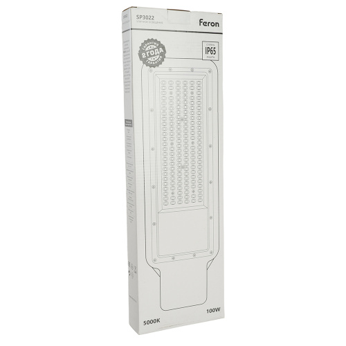 Светодиодный уличный консольный светильник Feron SP3022 100W 5000K 230V, серый фото 12