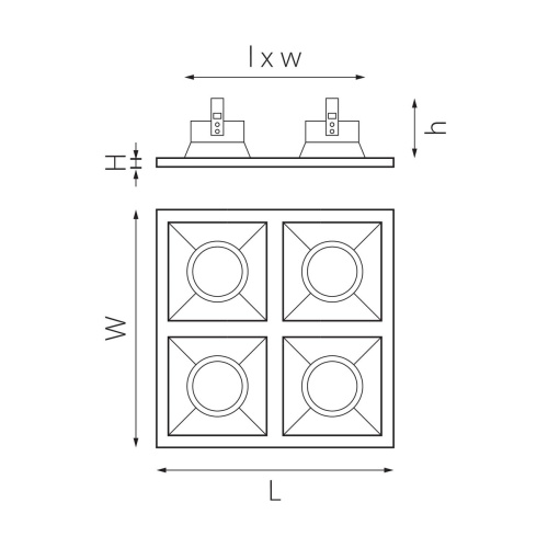 Комплект из светильников и рамки Lightstar Domino Quadro (214547+214503+214503+214503+214503) D54703030303 фото 2