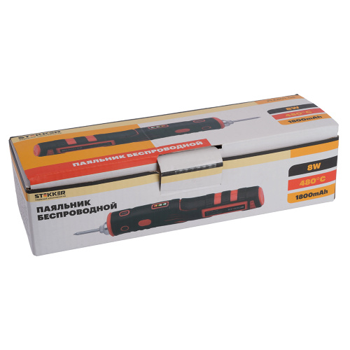 Паяльник беспроводной 8W, нихромовый нагреватель, 1800 mAh, 5В, красный/черный, PLE801-08 фото 9