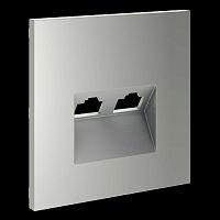 Накладка для розетки компьютерной двойной RJ45+RJ45 кат.6, S70 (сталь) Voltum VLS001405