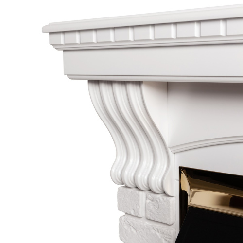 Электрокамин RealFlame Jazz WT белый с очагом Majestic Lux Brass фото 4