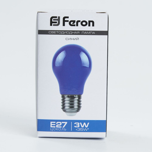 Лампа светодиодная Feron LB-375 E27 3W матовая 230V синяя фото 2