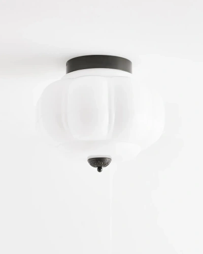 Чёрный светильник "Элаиза" с белым плафоном