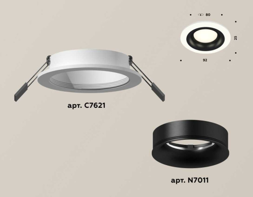 Комплект встраиваемого светильника Ambrella light Techno Spot XC7621002 SWH/PBK белый песок/черный полированный (C7621, N7011) фото 2