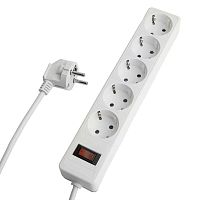 Сетевой фильтр 5-местный с/з STEKKER HM20-51-02 3x1мм2, 1,8 м, серия Optima, белый