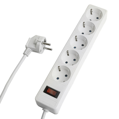 Сетевой фильтр 5-местный с/з STEKKER HM20-51-02 3x1мм2, 1,8 м, серия Optima, белый