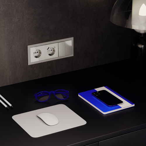 Розетка встраиваемая Voltum S70 с заземлением и защитными шторками, 16А, с USB, A+С, (шелк) VLS040504 фото 5
