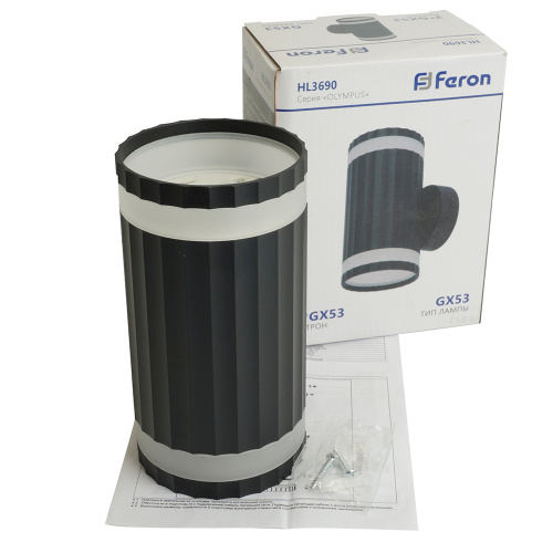 Светильник  настенный Feron HL3690 OLYMPUS 12W, 230V, 2*GX53, чёрный IP20 фото 12
