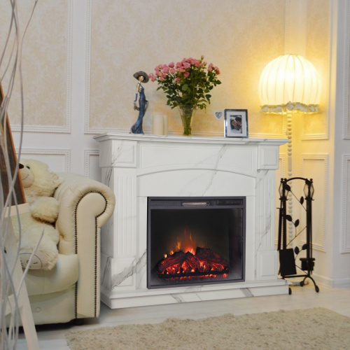 Каминокомплект CAROLINA/БОСТОН Мрамор белый с очагом Электроочаг SPARTA 25.5 фото 3