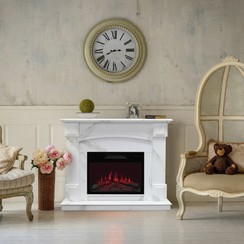 Каминокомплект CAROLINA/БОСТОН Мрамор Каррара с очагом Электроочаг KENDAL/КЕНДАЛ 24 фото 3