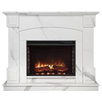 Каминокомплект CAROLINA/БОСТОН Мрамор Каррара с очагом Электроочаг RICH/РИЧ 25.5