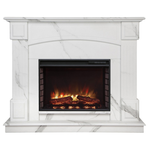 Каминокомплект CAROLINA/БОСТОН Мрамор Каррара с очагом Электроочаг RICH/РИЧ 25.5