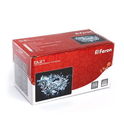 Светодиодная гирлянда Feron CL21 занавес 3*2м  + 3м 2700К, c питанием от сети 230V, с эффектом стробов, белый шнур фото 5