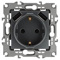 Розетка ЭРА Intro Solo Schuko P+E 16A 250V со шторками 2хUSB графит 12-4109-12 Б0047846