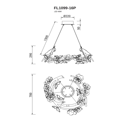 Люстра подвесная Sauvage FL1099-16P фото 4 Люстра подвесная Sauvage FL1099-16P фото 4