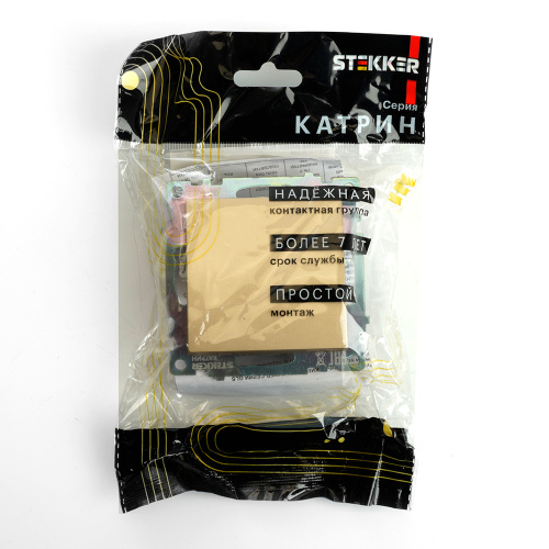 Переключатель 1-клавишный (механизм), STEKKER, GLS10-7105-08, 250В, 10А, серия Катрин, золото фото 2