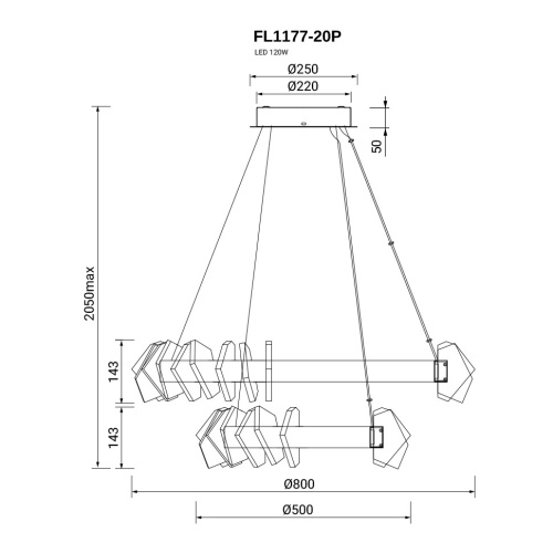 Люстра подвесная Celeste Chrome FL1177-20P фото 2
