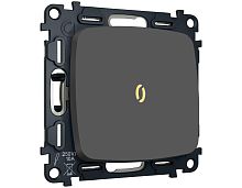 Комплект механизма 1-клавишного выключателя с самовозвратом с подсветкой 3200K OMEGA Графит Мягкое касание QUANT (OP9020, VM113, G11Y) MO902050