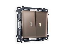 Комплект механизма 2-кл выключателя AMBRELLA VOLT с подсветкой 3200K ALFA Темная бронза матовый QUANT (AP6340, VM115, G11Y) MA634010