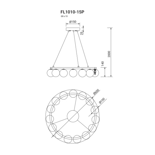 Люстра подвесная Bola de nubes FL1010-15P фото 2