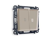 Комплект механизма 2-кл выключателя AMBRELLA VOLT с подсветкой 5600K ALFA Серо-бежевый матовый QUANT (AP3640, VM115, G14W) MA364015