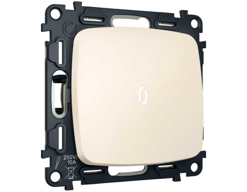 Комплект механизма 1-клавишного выключателя с самовозвратом с подсветкой 5600K Ambrella Volt OMEGA Бежевый матовый QUANT (OP3220, VM113,G14W) MO322055