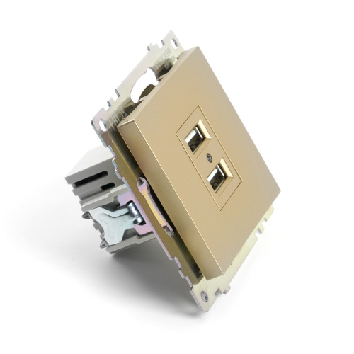 Розетка 2-местная USB (механизм), STEKKER, GLS10-7115-08, 250В, 2,1А, серия Катрин, золото фото 5