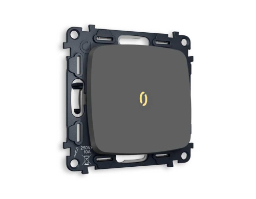 Комплект механизма 1-кл выключателя AMBRELLA VOLT с подсветкой 3200K OMEGA Графит мягкое касание QUANT (OP9020, VM101, G11Y) MO902010