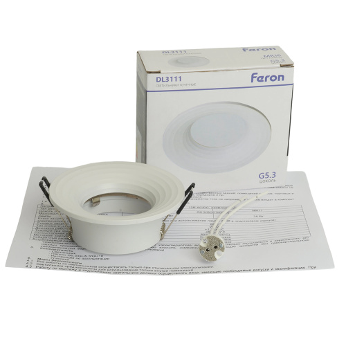 Светильник встраиваемый Feron DL3111 потолочный MR16 G5.3 белый фото 5