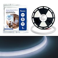 Светодиодная неоновая лента Feron LS651, 180SMD(2835)/m 14,4W/m 12V 5m IP68 6500К с 2 заглушками, 2 заглушками c проводом, 10 креплениями в комплекте