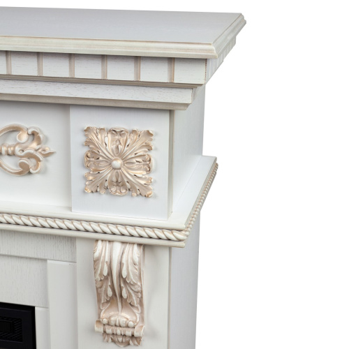 Каминокомплект ESTELLA/ЭЛЛИ Белый дуб с золотой патиной с очагом Электроочаг EVRIKA 25.5 фото 6