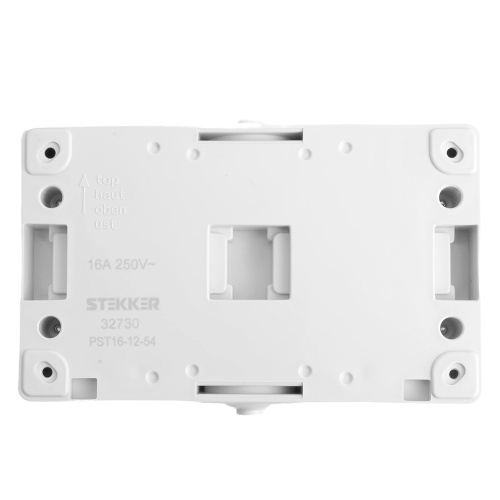 Розетка 2-местная с крышкой с/з STEKKER PST16-22-54, пластик АВS, 250В, 16А, IP54,  белый/серый фото 6