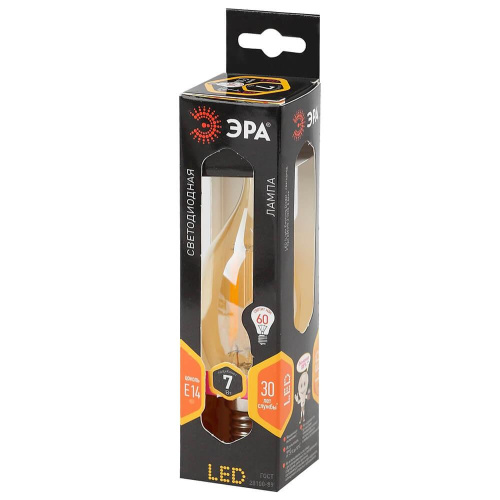 Лампа светодиодная филаментная ЭРА E14 7W 2700K золотая F-LED BXS-7W-827-E14 gold Б0027965 фото 3