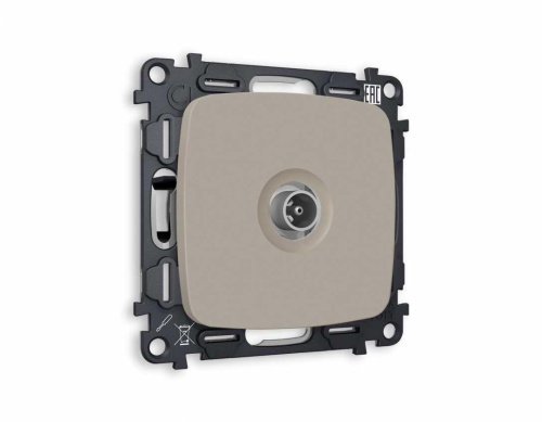 Комплект механизма TV розетки оконечной AMBRELLA VOLT OMEGA Серо-бежевый матовый 50-870 MHz 1dB QUANT (OP3730, VM202) MO373010