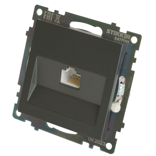 Розетка компьютерная 1-местная RJ-45 (механизм), серия Катрин, графит, GLS00-7107-06 фото 4