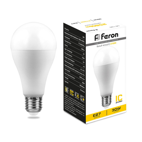 Лампа светодиодная Feron LB-130 Шар E27 30W 175-265V 2700K фото 2