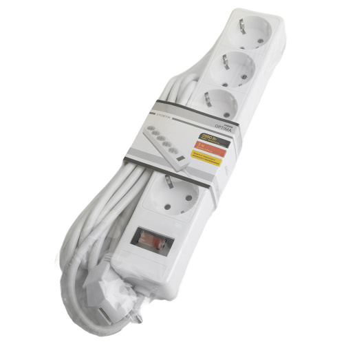 Сетевой фильтр 5-местный с/з STEKKER HM20-51-03 3x1мм2, 3 м, серия Optima, белый фото 8