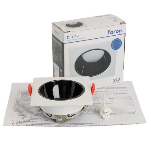 Светильник встраиваемый Feron DL3112 потолочный MR16 G5.3 белый + черный хром фото 10