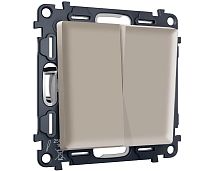 Комплект механизма 2-клавишного перекрестного выключателя 10A-250V Ambrella Volt ALFA Серо-бежевый матовый QUANT (AP3630, VM125) MA363030