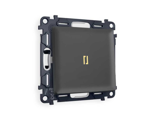 Комплект механизма 1-кл проходного выключателя AMBRELLA VOLT с подсветкой 3200K ALFA Графит мягкое касание QUANT (AP9020, VM105, G22Y) MA902030