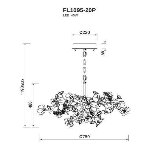 Люстра подвесная Sauvage FL1095-20P фото 2