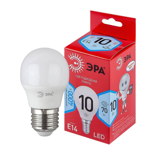 Лампа светодиодная ЭРА E14 10W 4000K матовая LED P45-10W-840-E14 R Б0050233 фото 3