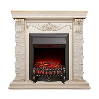 Электрокамин RealFlame Patricia WT белый дуб с золотой патиной с очагом Fobos Lux BL S