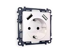 Комплект механизма электрической розетки AMBRELLA VOLT ALFA Жемчуг 2USB A+A 18W (быстрая зарядка) с/з QUANT (AP2090, VM155) MA209010