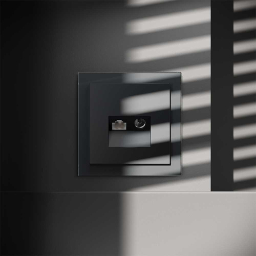 Розетка телевизионная встраиваемая S70 TV+RJ45 кат. 6, (графит) Voltum VLS060707