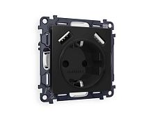 Комплект механизма электрической розетки AMBRELLA VOLT ALFA Черный матовый 2USB A+A 18W (быстрая зарядка) с/з QUANT (AP8090, VM155) MA809010