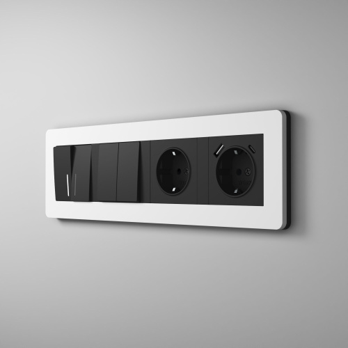 Рамка из поликарбоната на 4 поста Split белый/черный, soft-touch W0043068 фото 8
