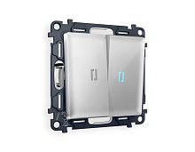 Комплект механизма 2-кл выключателя AMBRELLA VOLT с подсветкой 10000K ALFA Серебро глянец QUANT (AP4040, VM115, G17B) MA404020